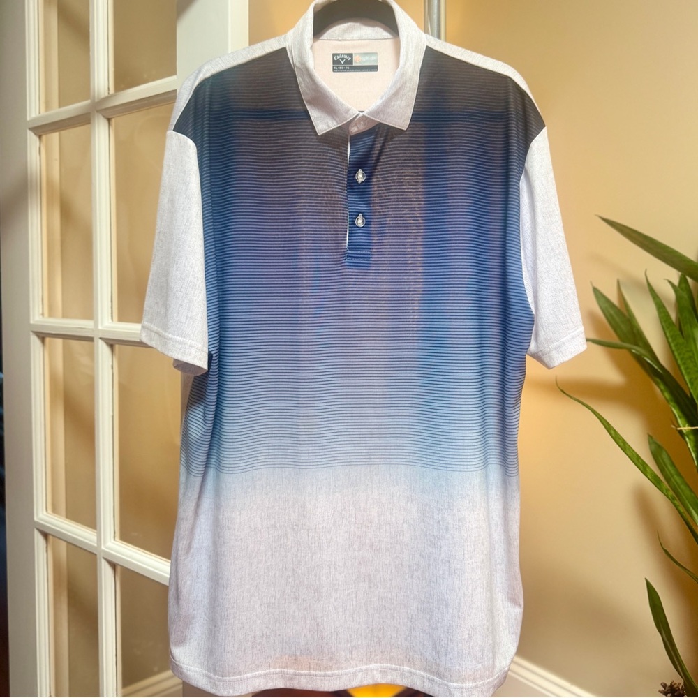 Callaway Opti-dri Blue and White Gradient Polo Shirt